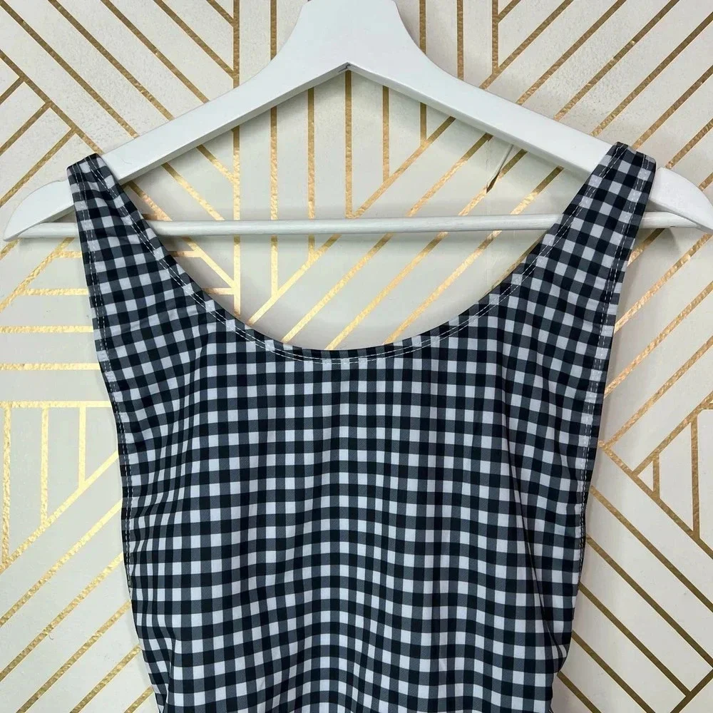 Lioness The Bo Derek Gingham One Piece Swimsuit‎ in Black Size XS